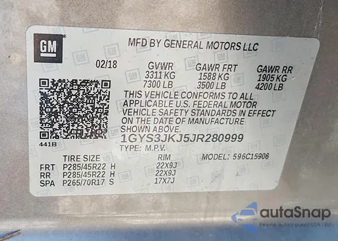 2018 Cadillac Escalade Esv Premium Luxury z USA, uszkodzony, nr VIN 1GYS3JKJ5JR280999